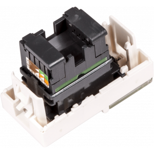 Вставка Mosaic 22.5x45, RJ-45 UTP, кат.6, со шторкой и увеличенным окном маркировки, белая